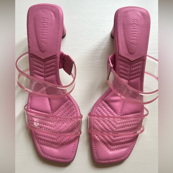 Schutz Rose NWT 39 Acrylic Slide Mule Heels - Picture 3 of 3